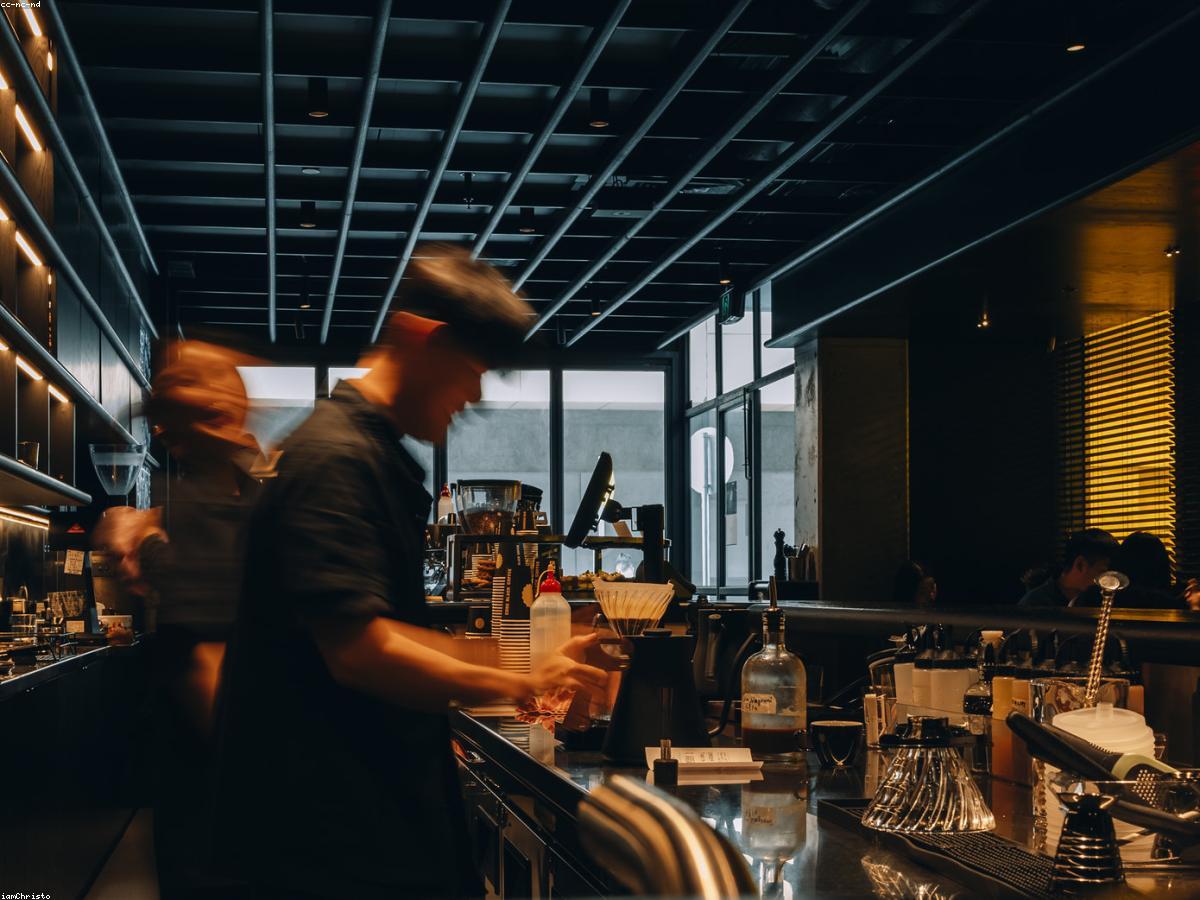 Café team behind the counter